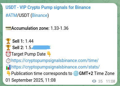 Crypto pump signal proof: ATM on Binance, 01 September 2025, 12:07