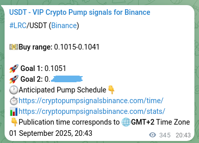 Binance signal verification for LRC pump, 02 September 2025, 06:17