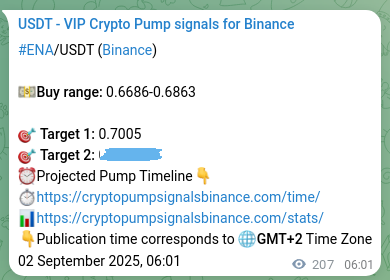 Live proof of ENA pump signal on Binance, 02 September 2025, 11:45