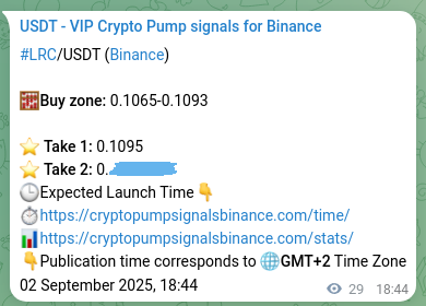 Authenticated proof of LRC's pump signal on Binance, 02 September 2025, 19:32