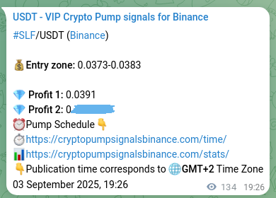 Verification image for SLF pump signal on Binance at 03 September 2025, 23:07