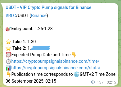 RLC pump signal verification from Binance, timestamp: 06 September 2025, 06:36