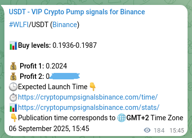 Trading signal confirmation: WLFI pump on Binance at 06 September 2025, 20:47
