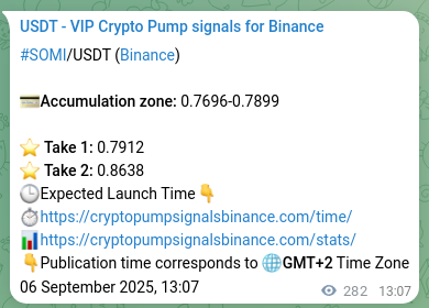 Market signal proof: SOMI pump from Binance, 06 September 2025, 20:50