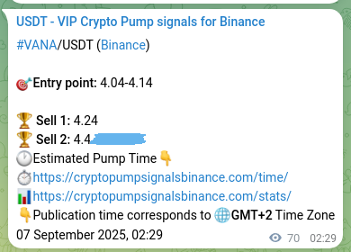 Signal verification: VANA pump on Binance at 07 September 2025, 04:20