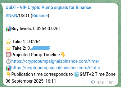Crypto trading signal proof: NKN pump on Binance, 07 September 2025, 05:28
