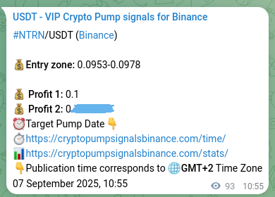 Crypto trading signal verification: NTRN pump on Binance, 07 September 2025, 13:28