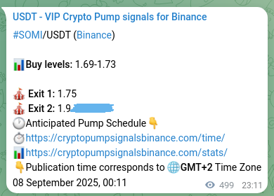 Signal verification: SOMI pump on Binance at 08 September 2025, 14:02
