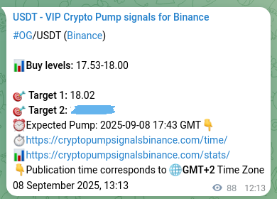 Trading signal proof: OG pump from Binance, 08 September 2025, 15:41