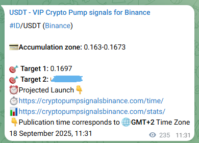 Authenticated proof of ID's pump signal on Binance at 18 September 2025, 18:04