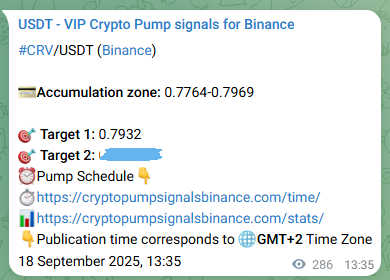 Crypto market signal proof: CRV pump on Binance, 18 September 2025, 21:31