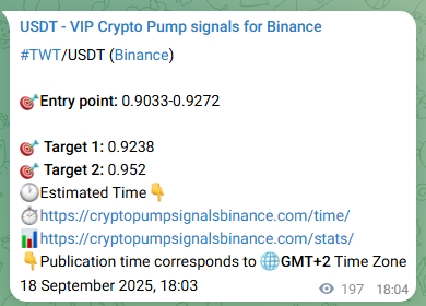 Binance exchange signal proof for TWT, 18 September 2025, 23:32