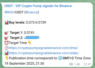 Signal verification: MAV pump on Binance at 21 September 2025, 11:54