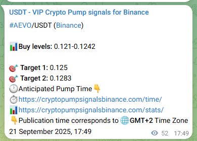 Binance pump signal verification for AEVO at 21 September 2025, 19:19