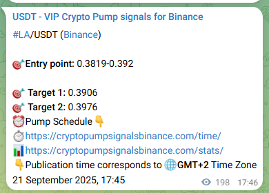 LA pump verification image from Binance, 21 September 2025, 23:14