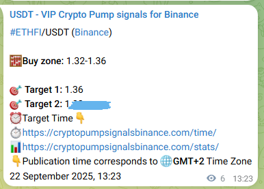 Authenticated proof of ETHFI's pump signal on Binance at 22 September 2025, 13:31