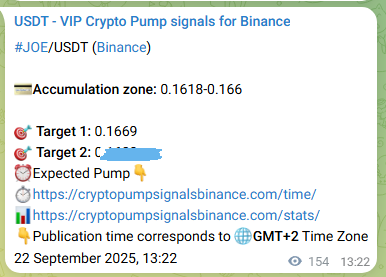 Crypto market signal proof: JOE pump on Binance, 22 September 2025, 17:41