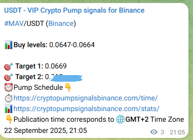 Authenticated MAV pump signal on Binance, 22 September 2025, 21:10