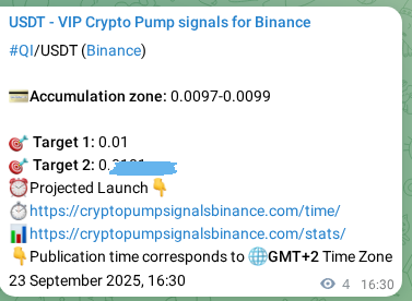 Trading signal confirmation: QI pump on Binance at 23 September 2025, 16:36