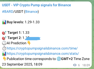 Pump signal proof for BARD on Binance at 23 September 2025, 18:19