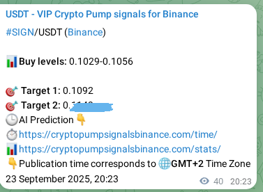 SIGN pump signal verification from Binance, timestamp: 23 September 2025, 21:29