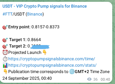 Crypto pump signal proof: Verify FTT on Binance, 24 September 2025, 01:41 Crypto pump signal proof: FTT on Binance, 24 September 2025, 01:41