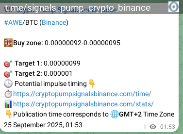 Crypto pump signal proof: AWE on Binance, 25 September 2025, 02:27