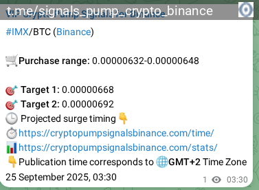 Binance pump signal data for IMX at 25 September 2025, 07:28
