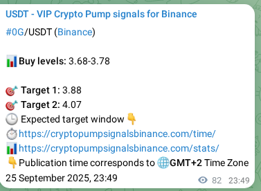 Crypto pump signal proof: 0G on Binance, 26 September 2025, 02:07