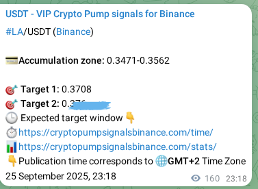 Binance exchange signal proof for LA, 26 September 2025, 03:46