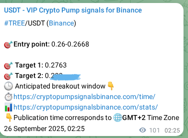 TREE pump signal confirmation from Binance, timestamp: 26 September 2025, 05:14
