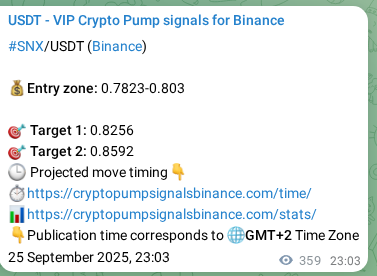 Signal proof for SNX pump on Binance at 26 September 2025, 09:02