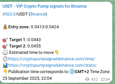 Binance trading signal confirmation for SOLV pump, 26 September 2025, 10:06