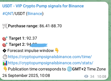 Crypto market signal confirmation: QNT pump on Binance, 26 September 2025, 11:04