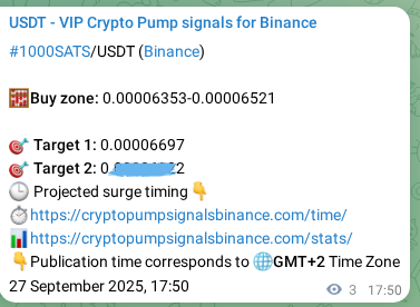 Binance trading signal proof for 1000SATS pump, 27 September 2025, 17:56