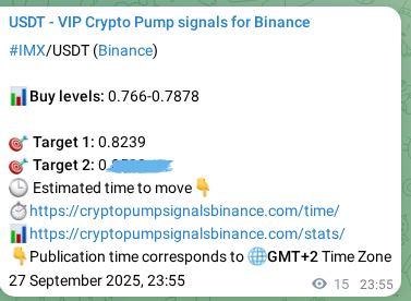 IMX pump signal verification from Binance, timestamp: 28 September 2025, 00:20
