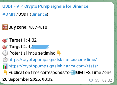 Authenticated OMNI pump signal on Binance, 28 September 2025, 09:31
