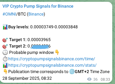 Real-time proof of OMNI pump signal on Binance, 28 September 2025, 09:32