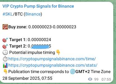 Binance exchange signal proof for SKL, 28 September 2025, 10:39