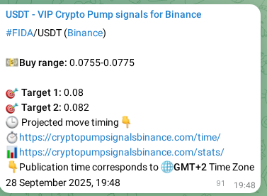 Empirical validation: FIDA signal performance proof on Binance, 28 September 2025, 22:17