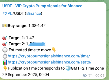 Proof of XPL pump signal on Binance at 29 September 2025, 02:07