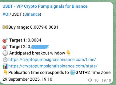 Binance pump signal confirmation for QI at 29 September 2025, 19:27
