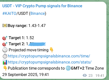 Crypto trading signal confirmation: KAITO pump on Binance, 29 September 2025, 20:19