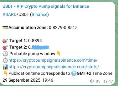 Binance signal proof for BARD, 29 September 2025, 22:09