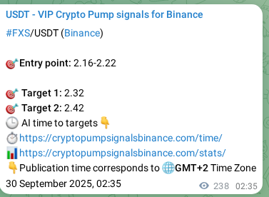 Real-time proof of FXS pump signal on Binance, 30 September 2025, 09:13