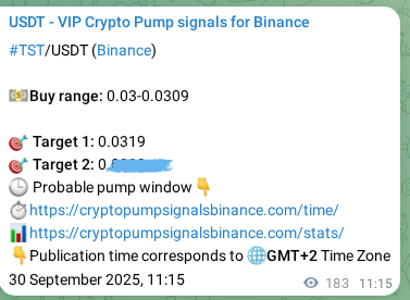 Market signal proof: TST pump from Binance, 30 September 2025, 16:22