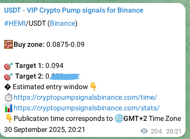 Signal verification: HEMI pump on Binance at 01 October 2025, 02:00