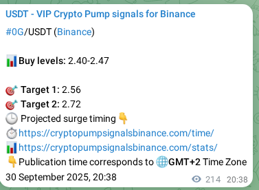 Crypto market signal proof: 0G pump on Binance, 01 October 2025, 02:35