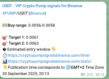 Authenticated PUMP pump signal on Binance, 01 October 2025, 04:21