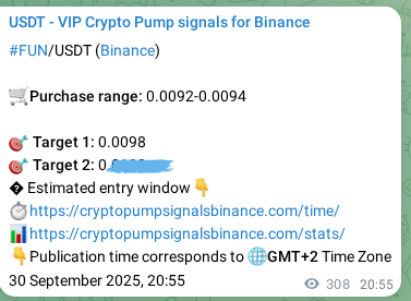 Binance signal verification for FUN pump, 01 October 2025, 05:28